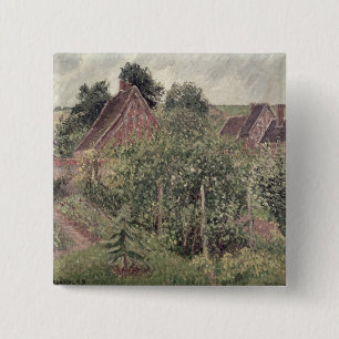 Camille Pissarro Landscape with Cottage Roofs, 1 15 Cm Square Badge