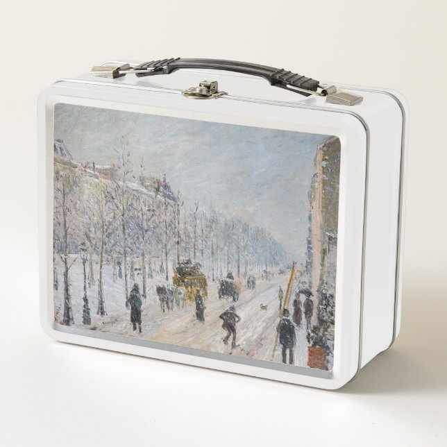Camille Pissarro - Outer Boulevards, Snow Effect Metal Lunch Box (Front)
