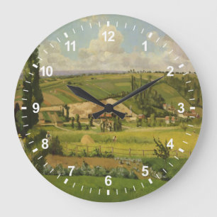 Camille Pissarro Paysage aux Patis, Pointoise Large Clock