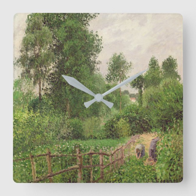 Camille Pissarro | Paysage, temps gris a Eragny Square Wall Clock (Front)