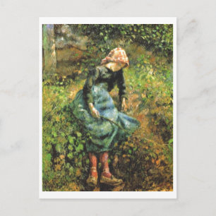 Camille Pissarro - Peasant Girl w. Stick 1881 Oil Postcard