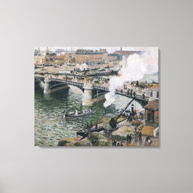Camille Pissarro Pont Boieldieu in Rouen Painting Canvas Print (Front)