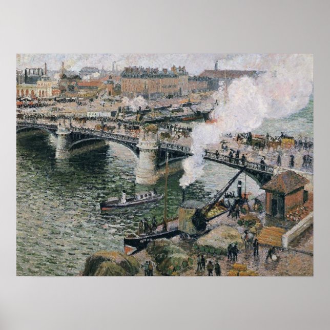 Camille Pissarro Pont Boieldieu in Rouen Painting Poster (Front)