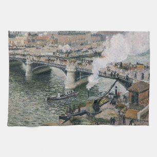 Camille Pissarro Pont Boieldieu in Rouen Painting Tea Towel