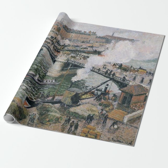 Camille Pissarro Pont Boieldieu in Rouen Painting Wrapping Paper (Unrolled)
