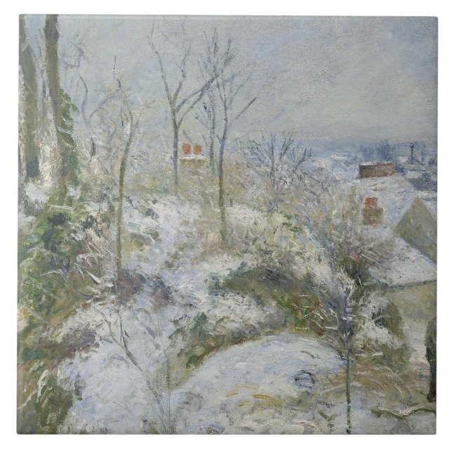 Camille Pissarro - Rabbit Warren at Pontoise, Snow Tile (Front)