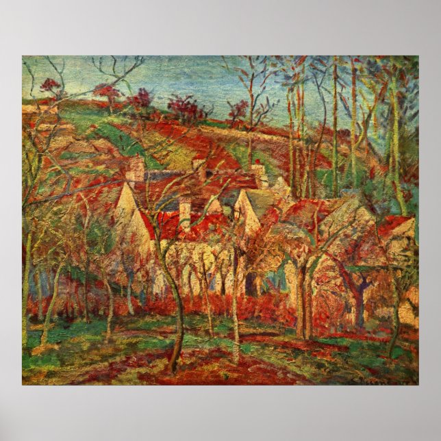 Camille Pissarro - Red Roofs 1877 Oil Canvas house Poster (Front)