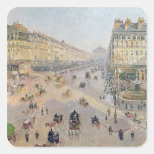 Camille Pissarro The Avenue de L'Opera, Paris Square Sticker