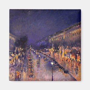 Camille Pissarro The Boulevard Montmartre At Night Magnet