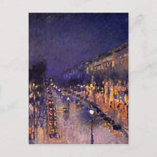 Camille Pissarro The Boulevard Montmartre At Night Postcard