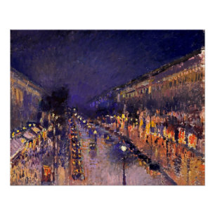 Camille Pissarro The Boulevard Montmartre At Night Poster