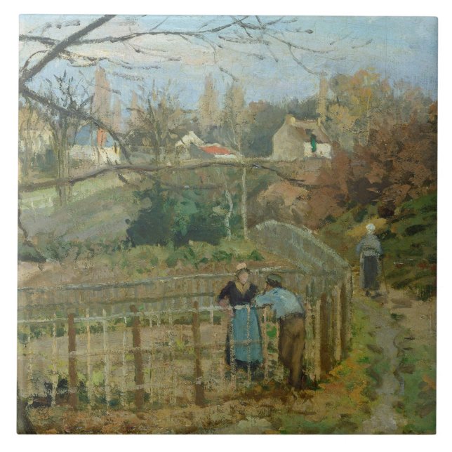 Camille Pissarro | The Fence, 1872 (oil on canvas) Tile (Front)
