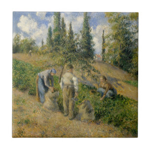 Camille Pissarro   The Harvest, Pontoise Tile