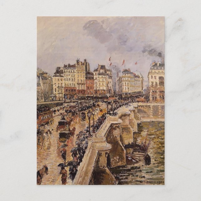 Camille Pissarro- The Pont Neuf, Rainy Afternoon Postcard (Front)