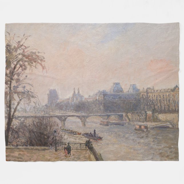 Camille Pissarro - The Seine and the Louvre Fleece Blanket (Front (Horizontal))