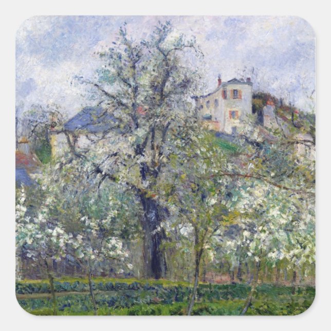Camille Pissarro | The Vegetable Garden with Trees Square Sticker (Front)