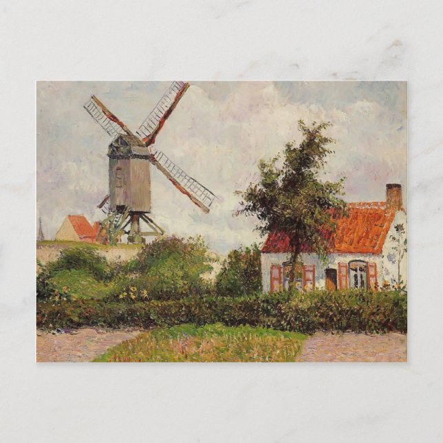 Camille Pissarro- Windmill at Knokke, Belgium Postcard (Front)