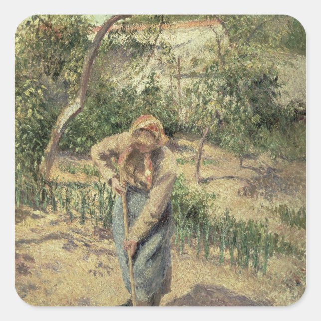 Camille Pissarro | Woman Digging in an Orchard, 18 Square Sticker (Front)