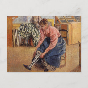 Camille Pissarro- Woman Putting on Her Stockings Postcard