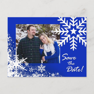 Camille Winter Snowflakes Save the Date Photo Announcement Postcard