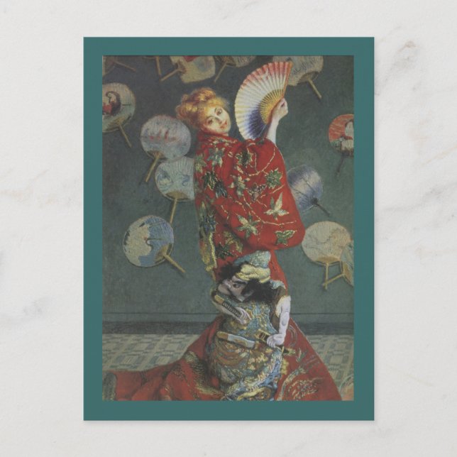 Camille with Japanese Kimono and Fan Postcard (Front)