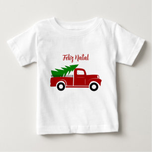 Caminhão do Natal com Pinheiro Rustico Farmhouse B Baby T-Shirt