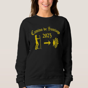 Camino De Santiago 2023 Woman Walking Yellow Arrow Sweatshirt