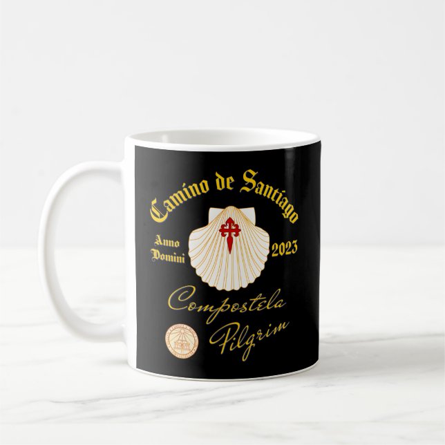 Camino De Santiago Anno Domini 2023 Scallop Shell  Coffee Mug (Left)