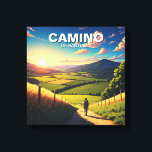 Camino de Santiago Hiker Hiking Sunset Canvas Print<br><div class="desc">The Camino de Santiago, or the Way of St. James, is a network of ancient pilgrimage routes stretching across Europe and converging at the tomb of St. James the Great in the Cathedral of Santiago de Compostela in northwestern Spain.   Here's a breakdown: History: Mediaeval Roots: The Camino has a...</div>