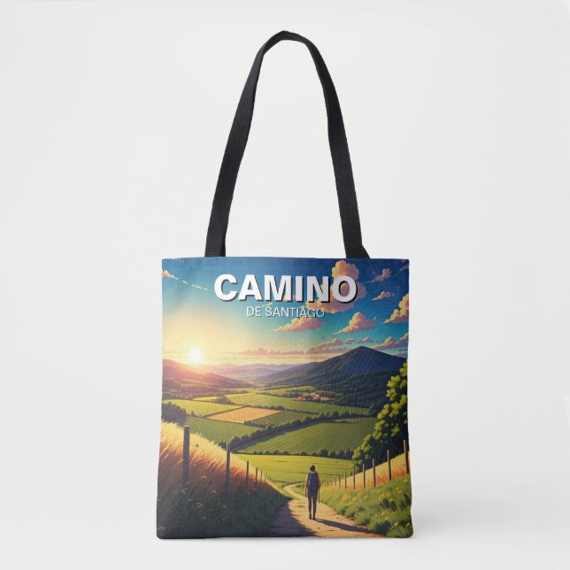 Camino de Santiago Hiker Hiking Sunset Tote Bag (Front)