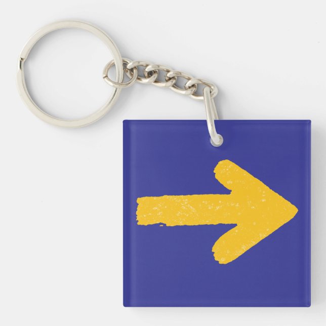Camino de Santiago Keychain, Yellow Arrow & Shell Key Ring (Front)