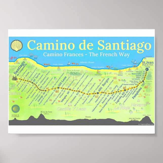 Camino de Santiago Map Poster (Front)