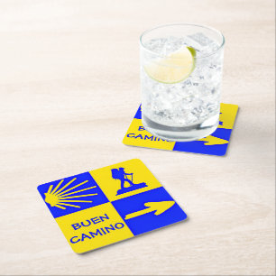 Camino de Santiago Square Paper Coaster