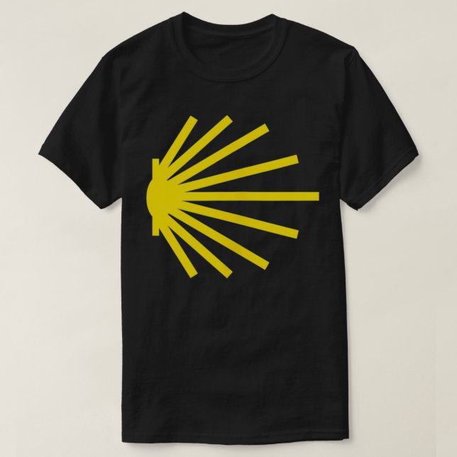 Camino de Santiago Yellow Scallop Shell Trail Symb T-Shirt (Design Front)