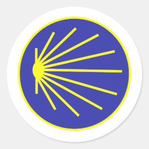 Camino Pilgrim Scallop Yellow and Blue Classic Round Sticker