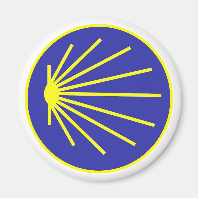 Camino Pilgrim St. James Scallop Yellow Blue Magnet (Front)