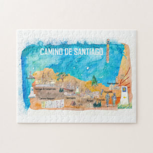 Camino Santiago St Jacques James Travel Poster Jigsaw Puzzle