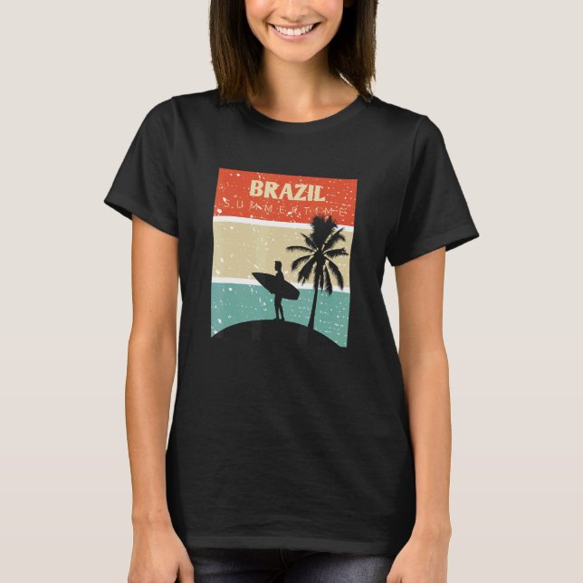 Camisa Brasil Surf Surfing Rio de Janeiro Brazil B T-Shirt (Front)