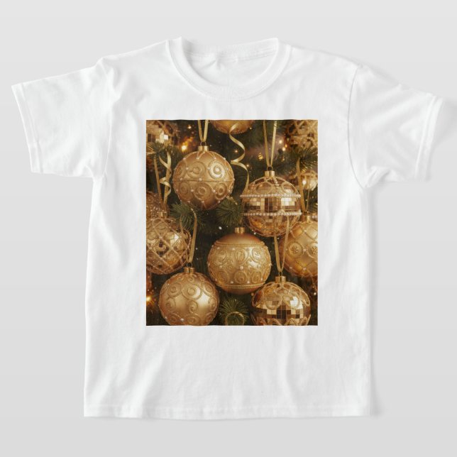 Camiseta Bolas Douradas de Natal T-Shirt (Laydown)