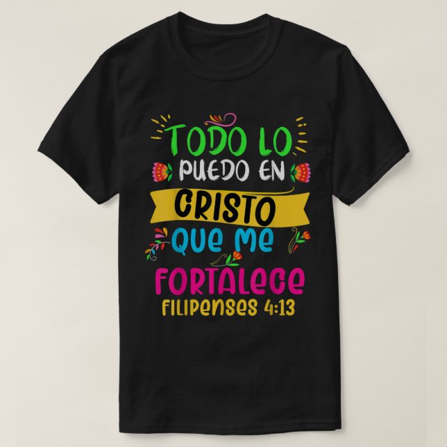 Camiseta cristiana en espanol Versiculo Spanish Ch T-Shirt (Design Front)
