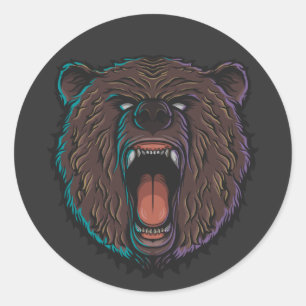 Camiseta Papelaria Almofada Color bear Classic Round Sticker