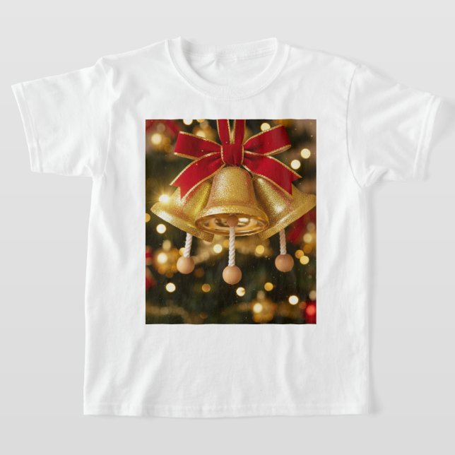 Camiseta Sinos de Natal Dourados T-Shirt (Laydown)