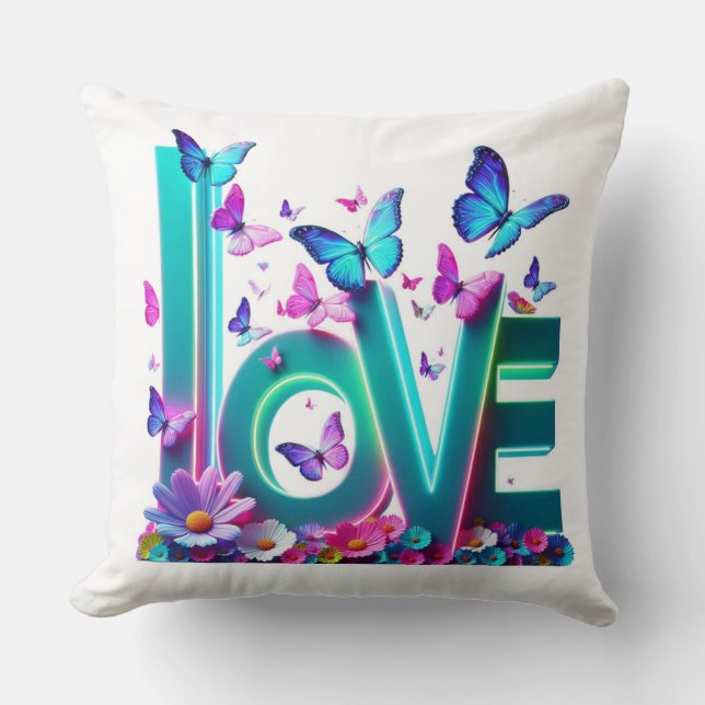 Camiseta Vibrant Love and Butterflies – Colorful F Cushion (Front)