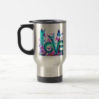 Camiseta Vibrant Love and Butterflies – Colorful F Travel Mug