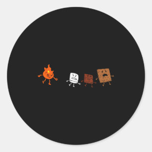 Camng Smores Running Fire Funny Group Hug Men Wome Classic Round Sticker