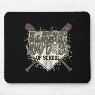 Camo 100 Days Of School Baseball Home Plate Drip B Mouse Mat