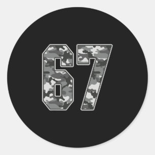 Camo #67 Jersey Number 67 Uniform Fan Favourite Pl Classic Round Sticker