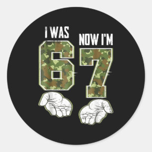 Camo 7 Year Old Birthday I Was 6 Now I'm 7 67 Funn Classic Round Sticker