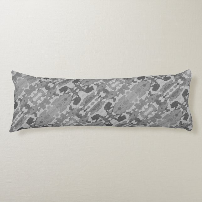 Camo Abstract Grey Tones Body Pillow (Front)