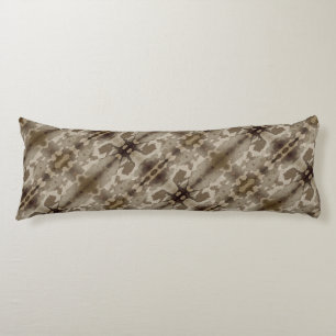 Camo Abstract Mocha Brown Beige Cream Body Pillow